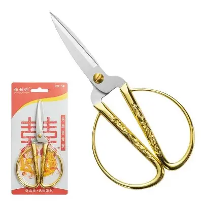 Picture of Gold plateed makeup stailness stell tailors shears house hold goods scissorss - Gold