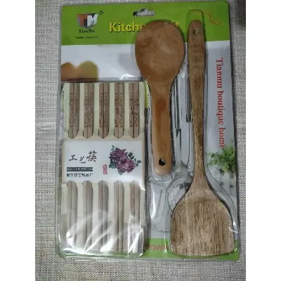 Picture of 20 Pcs Chopstick And 2 Pcs Wooden Set - Chopsticks - Brown