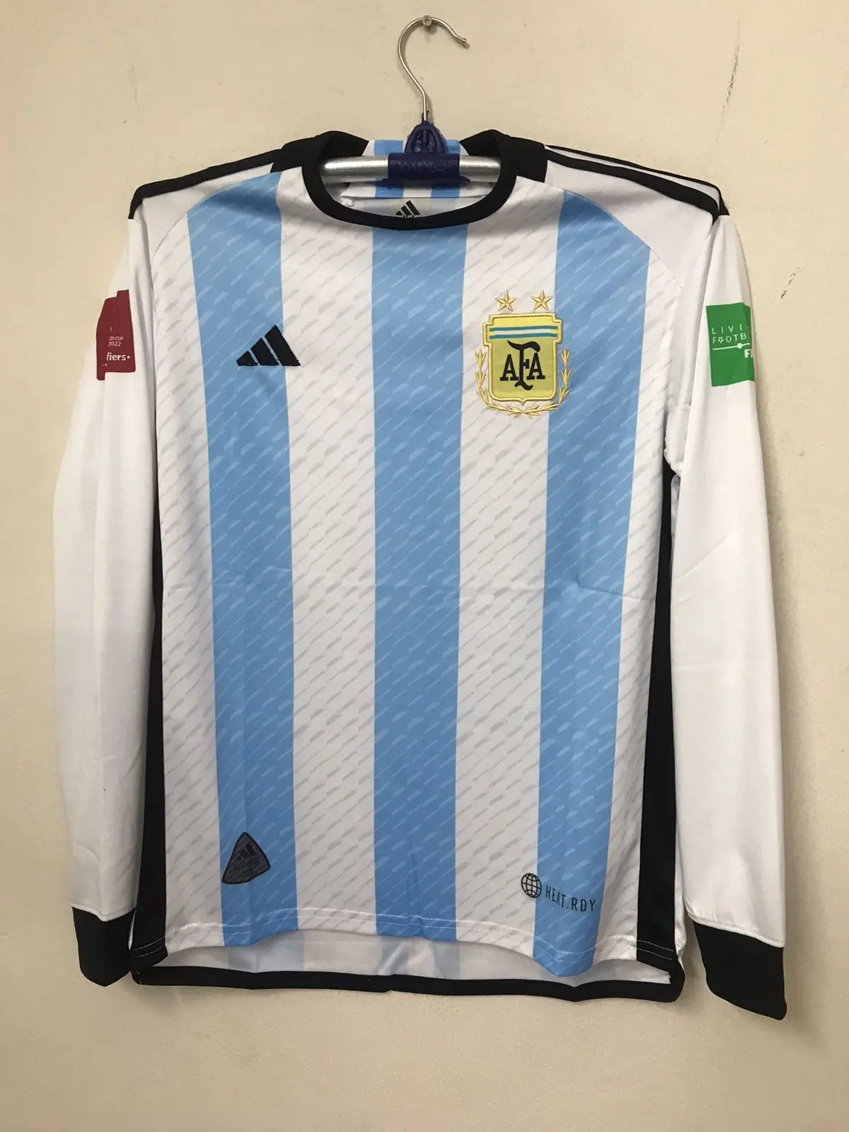 Picture of Argentina Player Edition Official World Cup Jersey 2022 - (With Embroidery) - Both Part Print - Exactly same like official jersey - Argentina Jersey 2022 World Cup(Antique White)