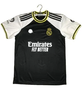 Picture of Real Madrid (With Embroidery) Jersey Football Jersey Black - White Premium Jersey(Black)