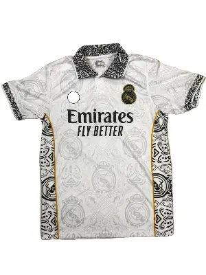 Picture of Real Madrid (With Embroidery) Premium Football Jersey Black 2024(Off White)