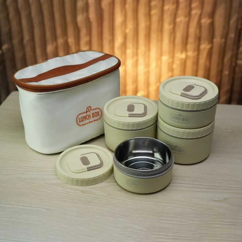 Picture of 4 Tier Smart Lunch Box Set Stainless Steel Food Container Portable Leakproof Tiffin Box