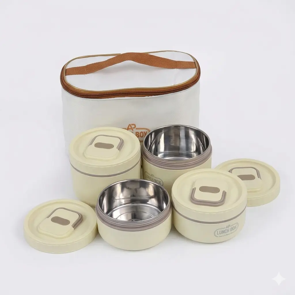 Picture of 4 Tier Smart Lunch Box Set Stainless Steel Food Container Portable Leakproof Tiffin Box
