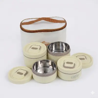 Picture of 4 Tier Smart Lunch Box Set Stainless Steel Food Container Portable Leakproof Tiffin Box