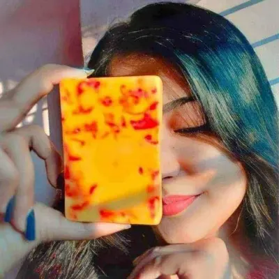 Picture of Saffron Goat Milk Handmade original Soap Bar net weight 100 gram