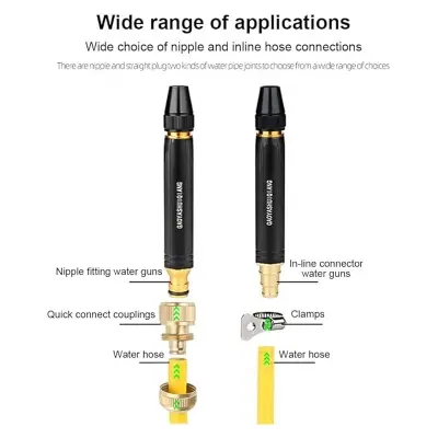 Picture of Water Spray Gun Car Wash Nozzle High Pressure Nozzle Water Jet Hose Nozzles Pipe For Gardening, Bike Car Wash Garden Watering Tool Black High Pressure Nozzle(Black)