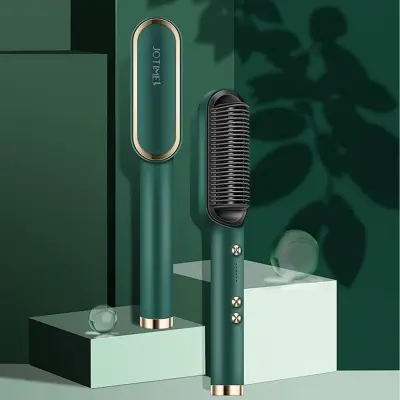 Picture of Hair Straightener Brush - 2 In 1 Hair Hot Comb Anti-Scald Hair Straightener Brush For Girls - Electric Hair Straightening ComboRed, Black, Blue