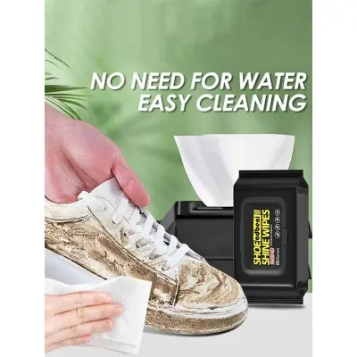 Picture of Disposable Shoe Cleaning Wipes Quick Shine Clean Wet Wipes (80 Wipes In 1 Packet)