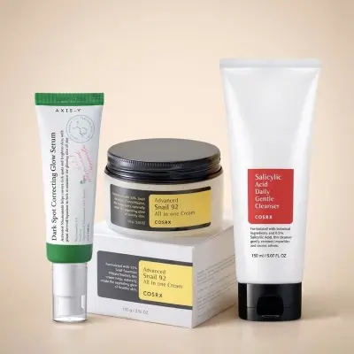 Picture of COMBO OFFER-COSRX Salicylic Acid Daily Gentle Cleanser-COSRX Advanced Snail 92 All In One Cream-AXIS-Y Dark Spot Correcting Glow Serum-3 pics