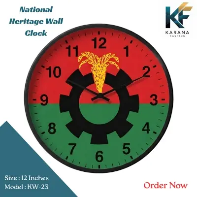 Picture of Karana Fashion (KW23) 12-Inch National Heritage Wall Clock - Patriotic Red & Green Industrial Theme Décor - Black