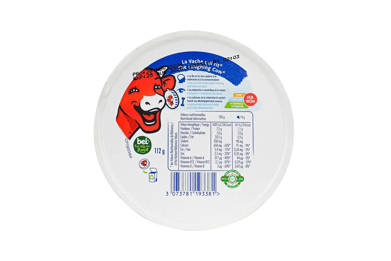 Picture of La Vache Qui Rit (The Laughing Cow) Spreadable Cheese 8 Portions 112G