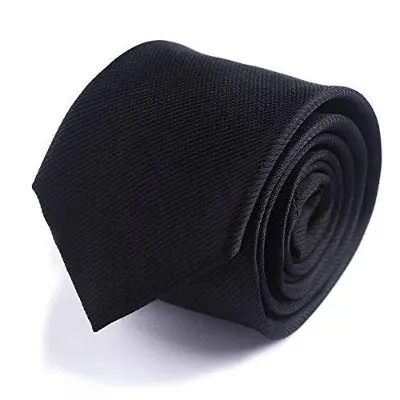Picture of Black New Mens Solid Color Black Ties.