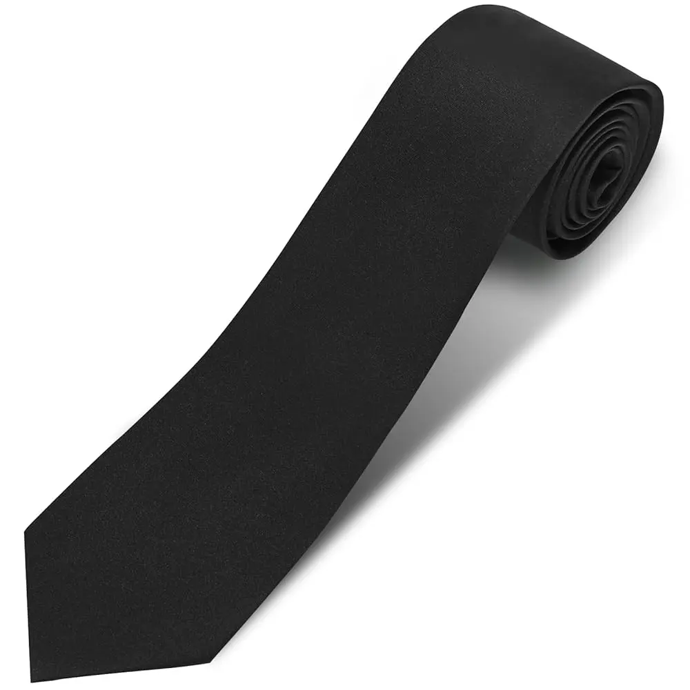 Picture of Black New Mens Solid Color Black Ties.
