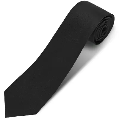 Picture of Black New Mens Solid Color Black Ties.