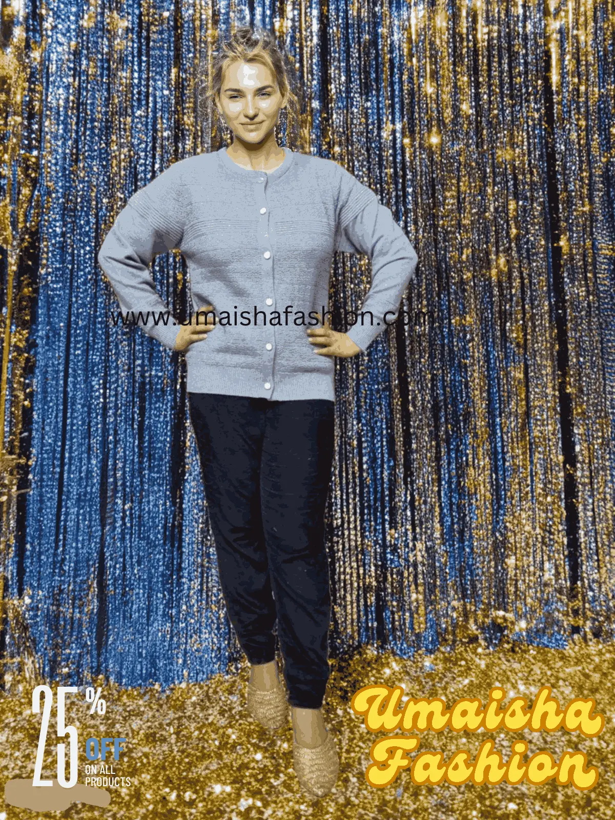 Picture of Stylish Fashionable Winter Dress Knitting Cotton Open Front Long Sleeve Cardigan Sweater for Ladies