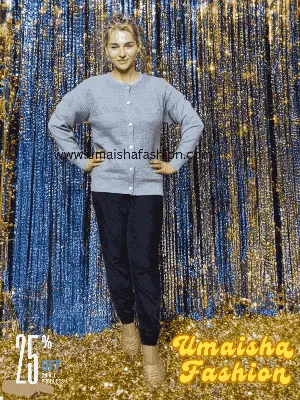 Picture of Stylish Fashionable Winter Dress Knitting Cotton Open Front Long Sleeve Cardigan Sweater for Ladies