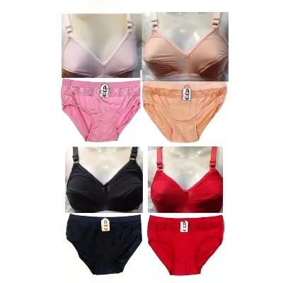 Picture of Soft Satin Comfortable Streachable Multicolor Bra and Panty Set for Woman - ( 4 Set ) . 🌸 নরম আরাম, সারা দিন জুড়ে! 🌸 মহিলাদের জন্য এখন আছে এক নতুন অনুভব স্ট্রেচেবল ব্রা 🌸.