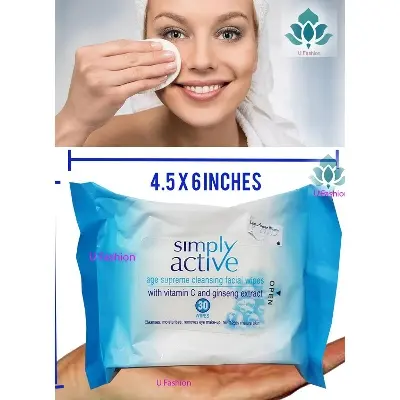 Picture of Simply Active Skin Cleansing Facial Wipes 30 pcs
