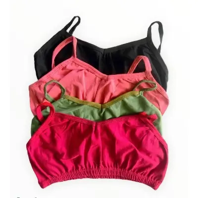 Picture of 4 Pieces Comfortable Super Soft Cotton Semis bra for Girls.● 👧 কিশোরী মেয়েদের জন্য ৪ পিস সুতি সেমিজ কম্বো সেট! ● আরাম, সুরক্ষা আর স্টাইল—সব একসাথে!