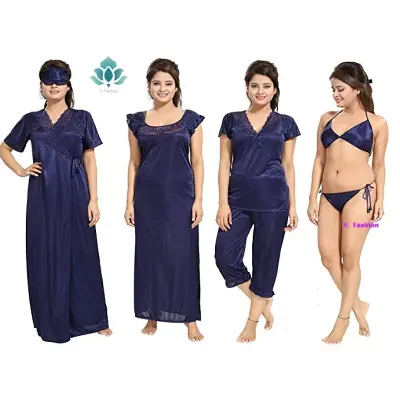 Picture of Fashionable 6 Part Nighty Dress for Ladies - Embrace Elegant Style with This Exquisite Night Wear for a Comfortable and Trendy Look