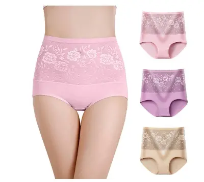 Picture of Women Underwear High Waist Cotton Panties Full Coverage Ladies Briefs- 1pcs - Panty