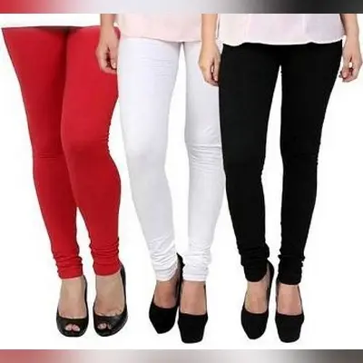 Picture of Pack of 3 Wide Long Womans Cotton Tights Legging churidar Free Size