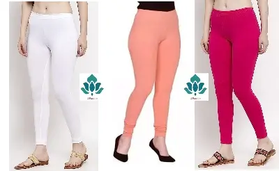 Picture of Pack of 3 Wide Long Womans Cotton Tights Legging churidar Free Size