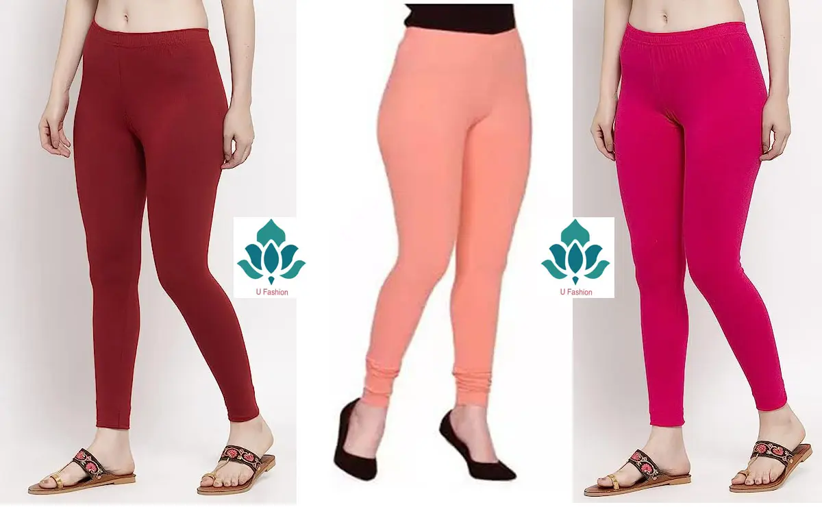 Picture of Pack of 3 Wide Long Womans Cotton Tights Legging churidar Free Size