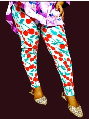 Picture of Cotton Winter Special Back Pocket Ties Pant For Woman/Teenager Girls Tiles Jeggings.