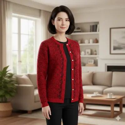 Picture of Women's Long Sleeve Cable Knit Sweater Open Front Cardigan Button Loose Outerwear Winter Dress Casual Solid Color Sweater