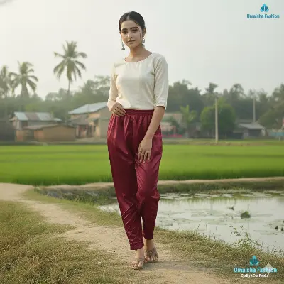 Picture of Silk Stylish Bottom Box Design C-Kat Salwar / Pyjama Pant for Woman, women's silk pajamas