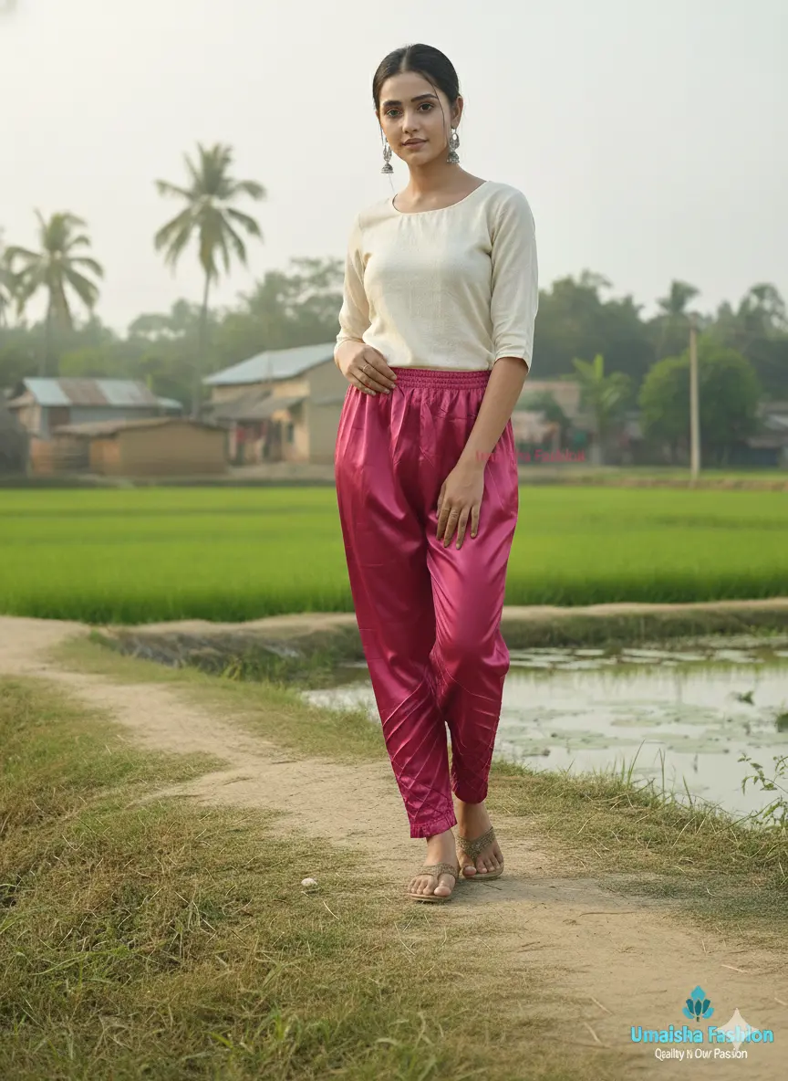 Picture of Silk Stylish Bottom Box Design C-Kat Salwar / Pyjama Pant for Woman, women's silk pajamas