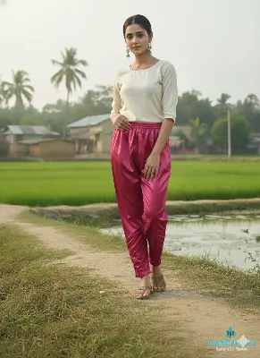 Picture of Silk Stylish Bottom Box Design C-Kat Salwar / Pyjama Pant for Woman, women's silk pajamas