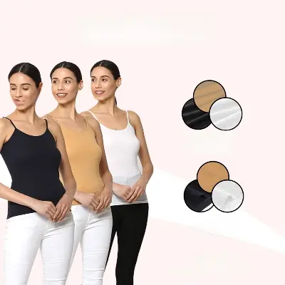 Picture of 3 Pcs Ladies Inner tank tops For All Season Use Cotton Camisole