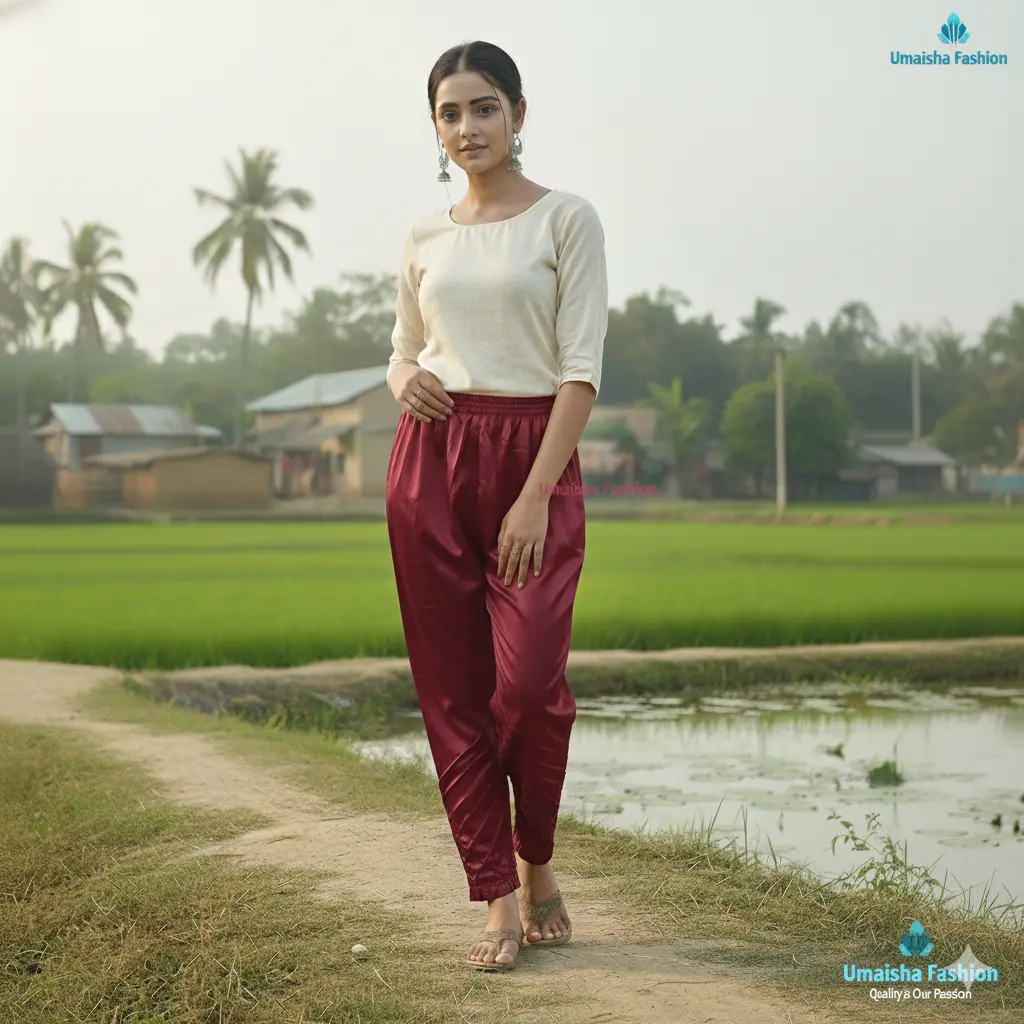 Picture of Silk Fashionable Stylish Bottom Design C-Kat Salwar / Pyjama Pants for Woman