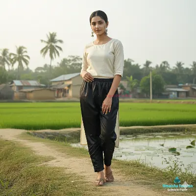 Picture of Silk Fashionable Stylish Bottom Design C-Kat Salwar / Pyjama Pants for Woman