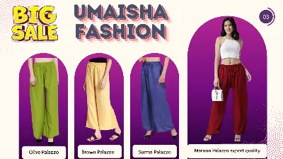 Picture of Loose Fit Flared Wide Palazzo Plazo Pants for woman