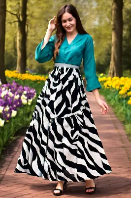 Picture of High Waist Boho Floral Maxi Skirt Casual Beach Long Skirt for Woman