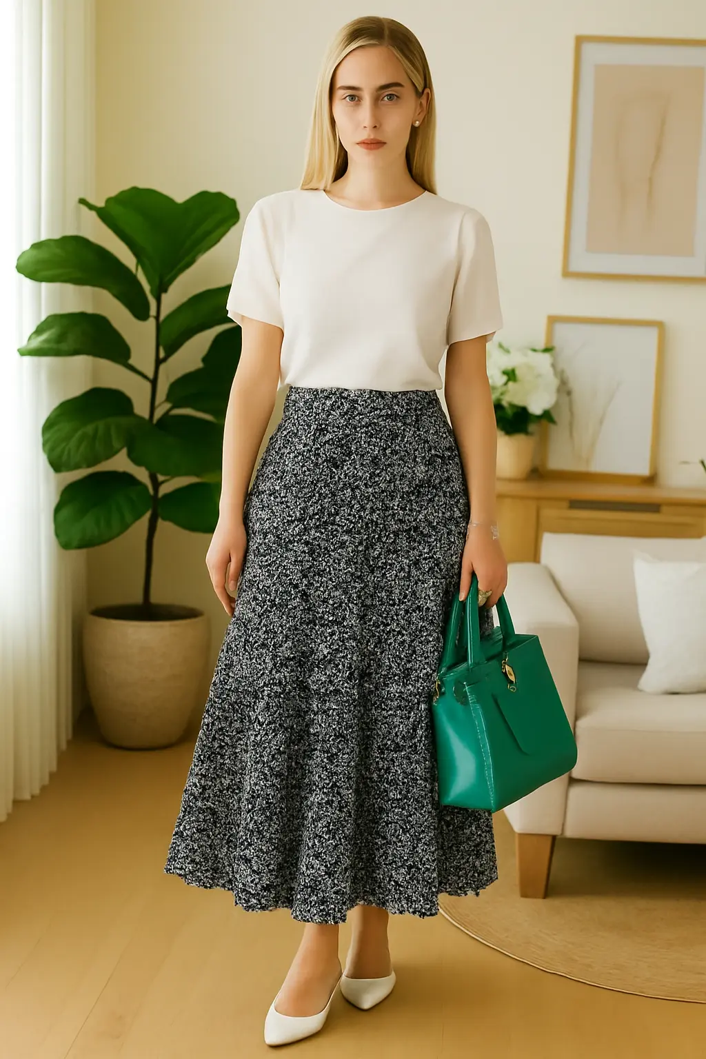 Picture of High Waist Boho Floral Maxi Skirt Casual Beach Long Skirt for Woman