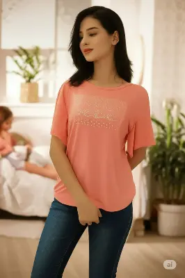 Picture of Kappa Fashion Casual use Comfortable Ladies T-Shirt. 😍উমাইশা ফ্যাশান নিয়ে এসেছে মেয়েদের সুতি কাপড়ের টি-শার্ট🌷☘️🌷এই গরমে সুতি কাপড়ের গেঞ্জি গুলি খুবই আরামদায়ক🌷🌷