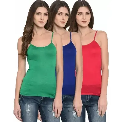 Picture of Women Cotton Camisole Innerwear Inner Slips Spaghetti Top Slip Camisoles-3pce