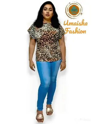 Picture of Denim High quality pant and t-shirt for girls stylish jeans and tops | Joggers pant and tops set for Woman