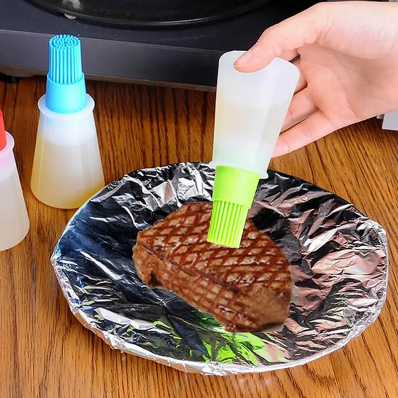 Picture of Oil Bottle Brush for BBQ Baking Basting Brush portable for Kitchen Camping Tool Oil Brush(Red)