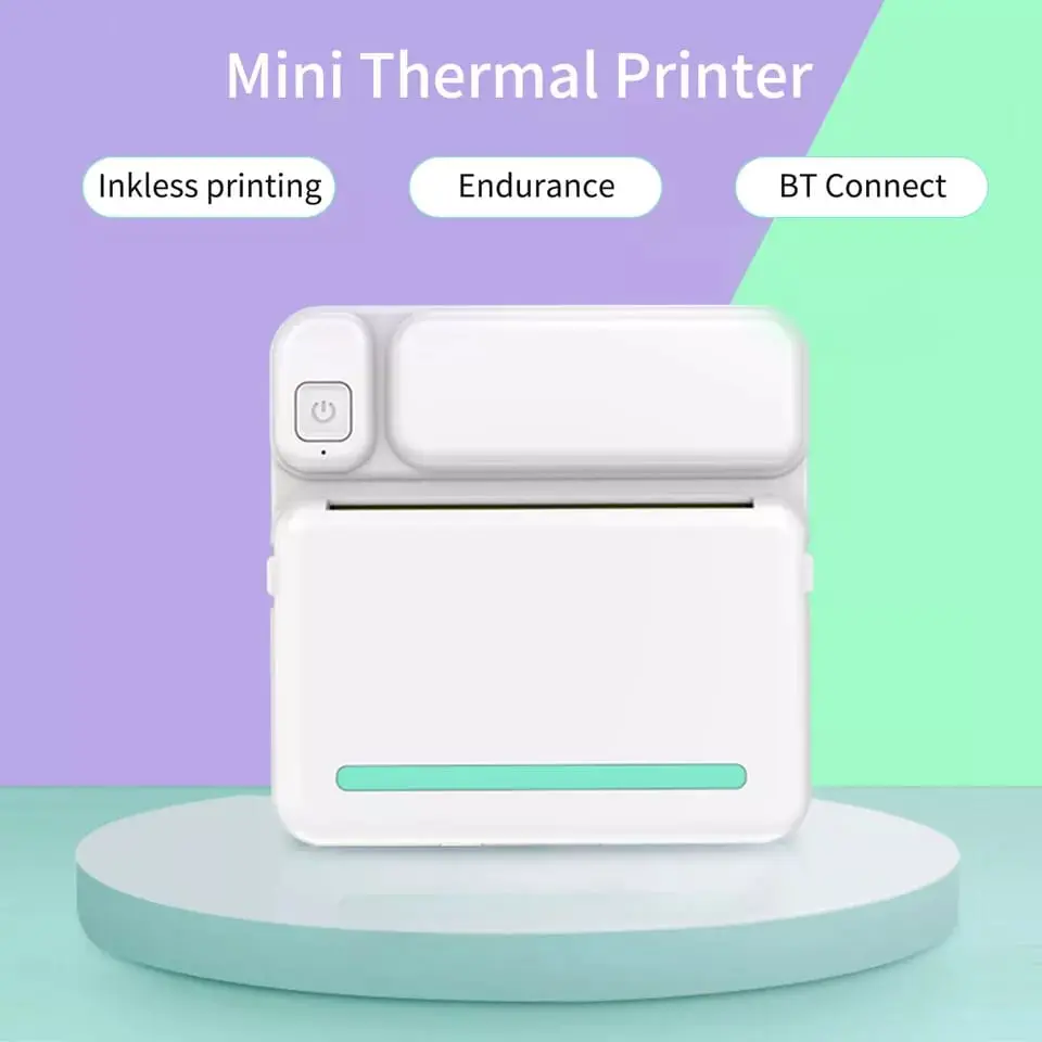 Picture of Portable Mini Printer | Compatible with iOS & Android | Wireless Bluetooth Thermal Printing | Great for Printing Text Messages, Labels, Photos, DIY Projects, Notes, and Creating Posters | Mini Pocket Printer | Ideal for Students, Teachers, and Creatives(C19)
