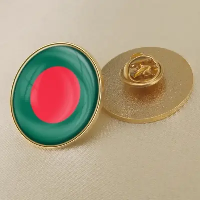 Picture of Bangladesh Flag Coat Pin | Imported Lapel Pins Brooch Featuring the Coat of Arms of Bangladesh. Perfect for celebrating Victory Day and Independence Day in Bangladesh(Circle)