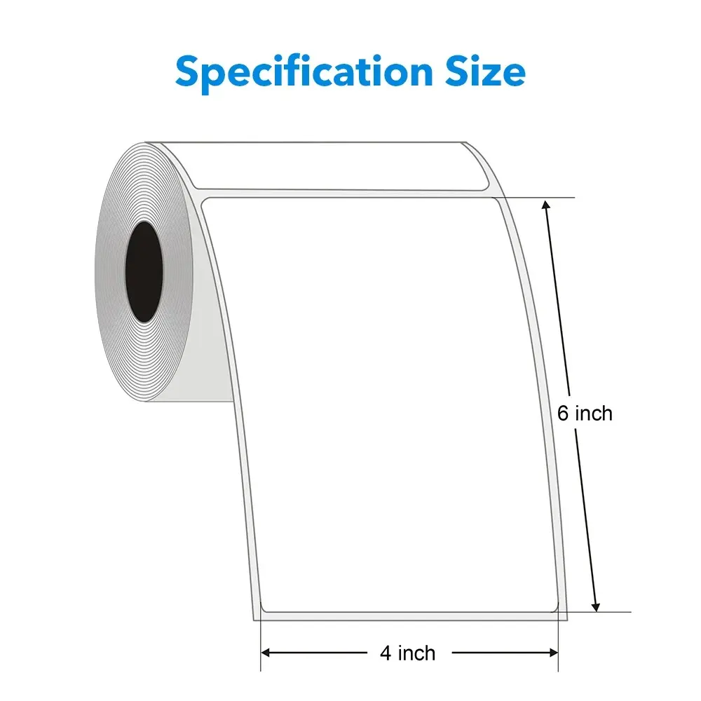 Picture of Shipping Label DT (4x6 inch) - 500 labels per Roll | Direct Thermal Stickers | Smudge-Free, Fade-Resistant, High-Quality Print for Paperfly Courier | Packaging & Shipping Supplies | Inventory Labels | Premium Self-Adhesive Thermal Labels - White(White)