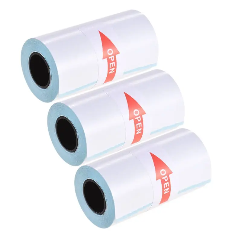 Picture of 3pcs 57x30mm Sticker Paper Rolls - Thermal Adhesive Paper for Mini Printers | Perfect for Mini Printer Paperang, Memobird, Poooli, Barcode & Price Tag Printing(White)