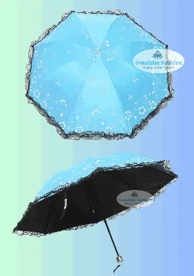 Picture of Ladies Fashionable and Elegant Anti UV Sunshade Print Border Lace Umbrella
