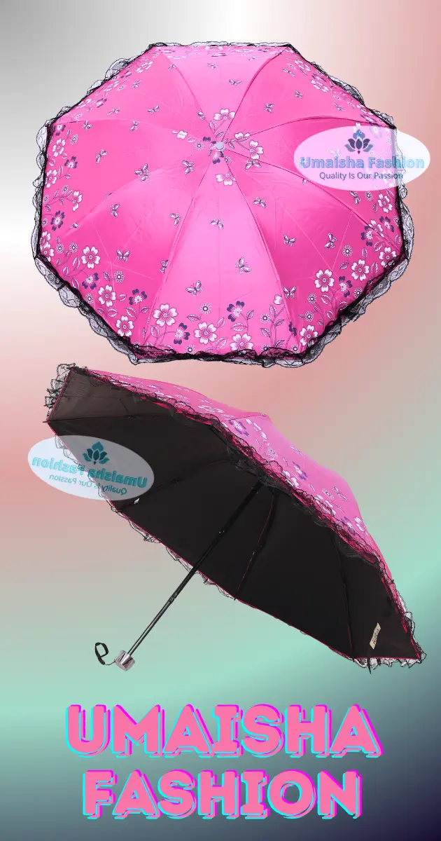 Picture of Ladies Fashionable and Elegant Anti UV Sunshade Print Border Lace Umbrella