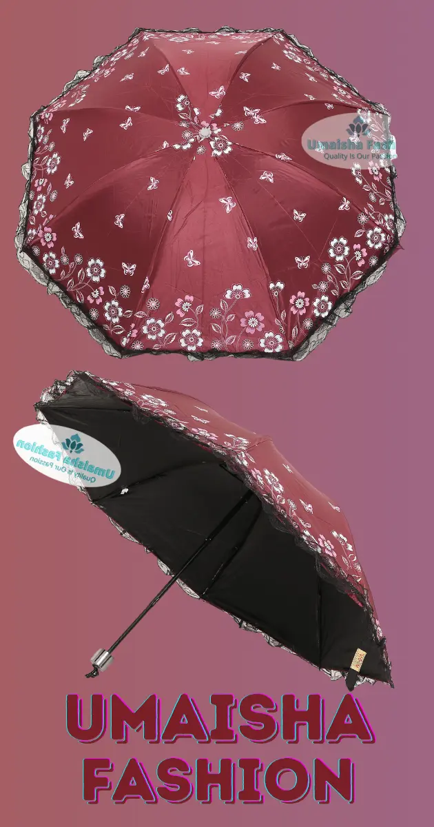 Picture of Ladies Fashionable and Elegant Anti UV Sunshade Print Border Lace Umbrella